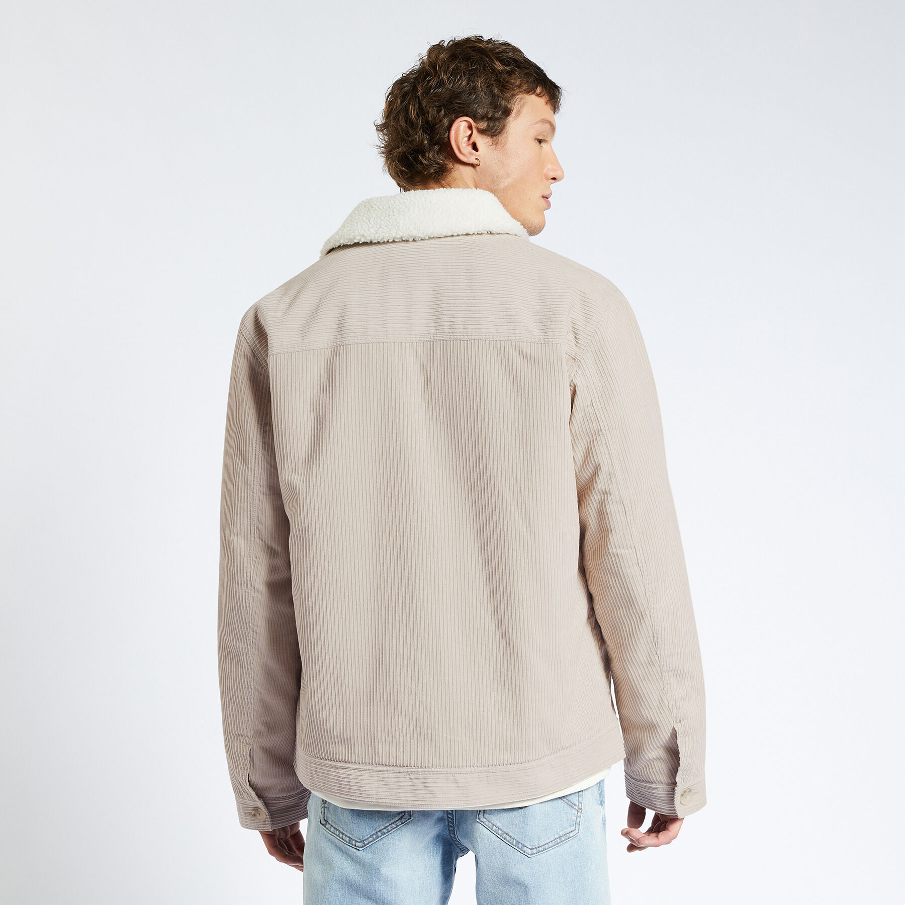 Blouson velours col chemise Beige Jules