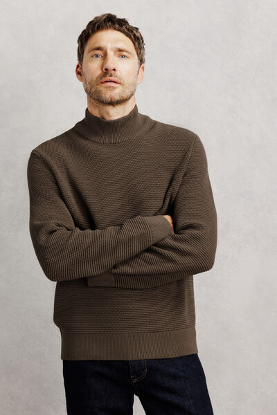 Pull col montant grosse jauge en point de riz