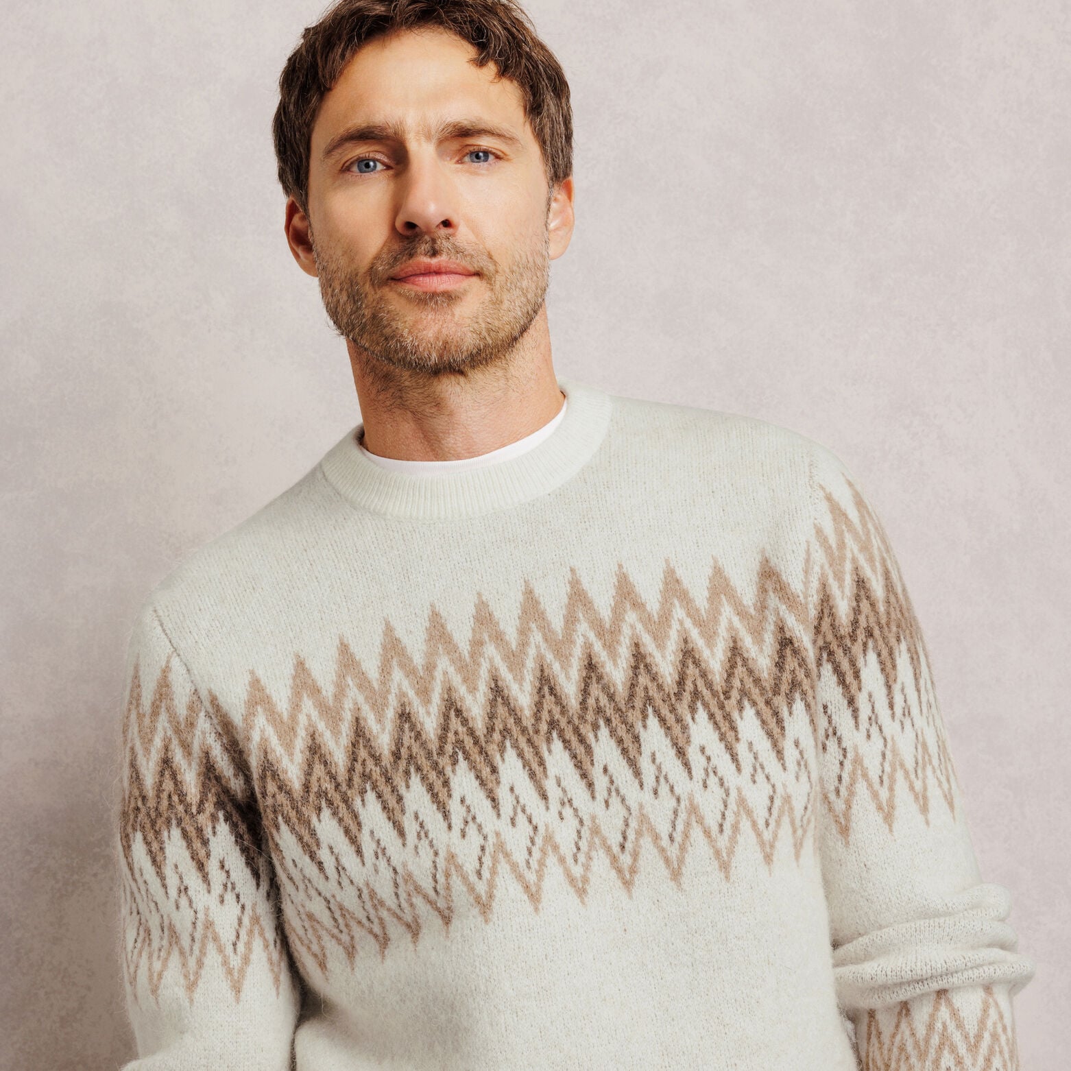 Pull col rond jacquard