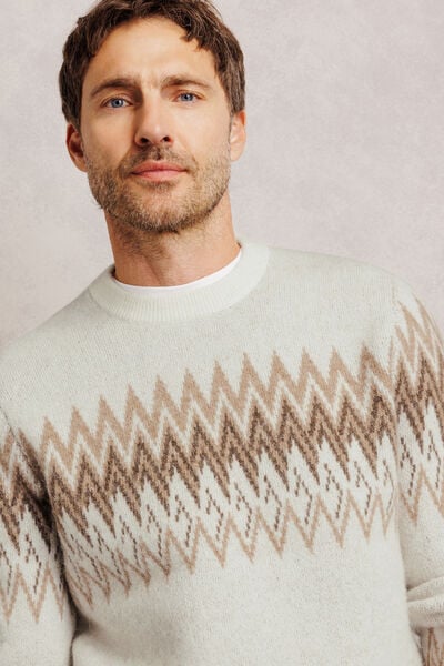 Pull col rond jacquard
