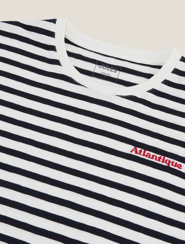 Tee shirt col rond marinière brodé