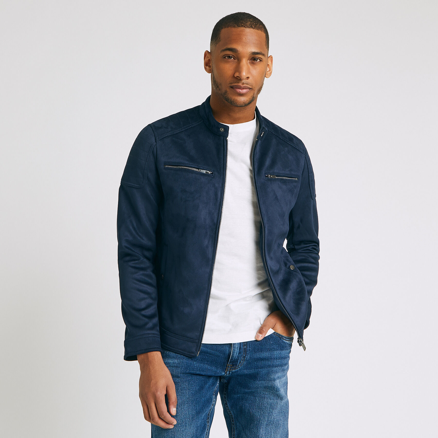 Blouson suédine col montant | Jules