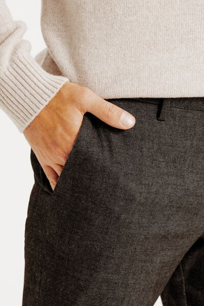 Slim fit chinobroek met flaneleffect