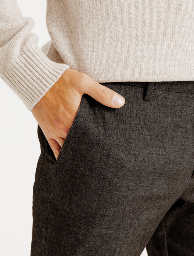 Slim fit chinobroek met flaneleffect