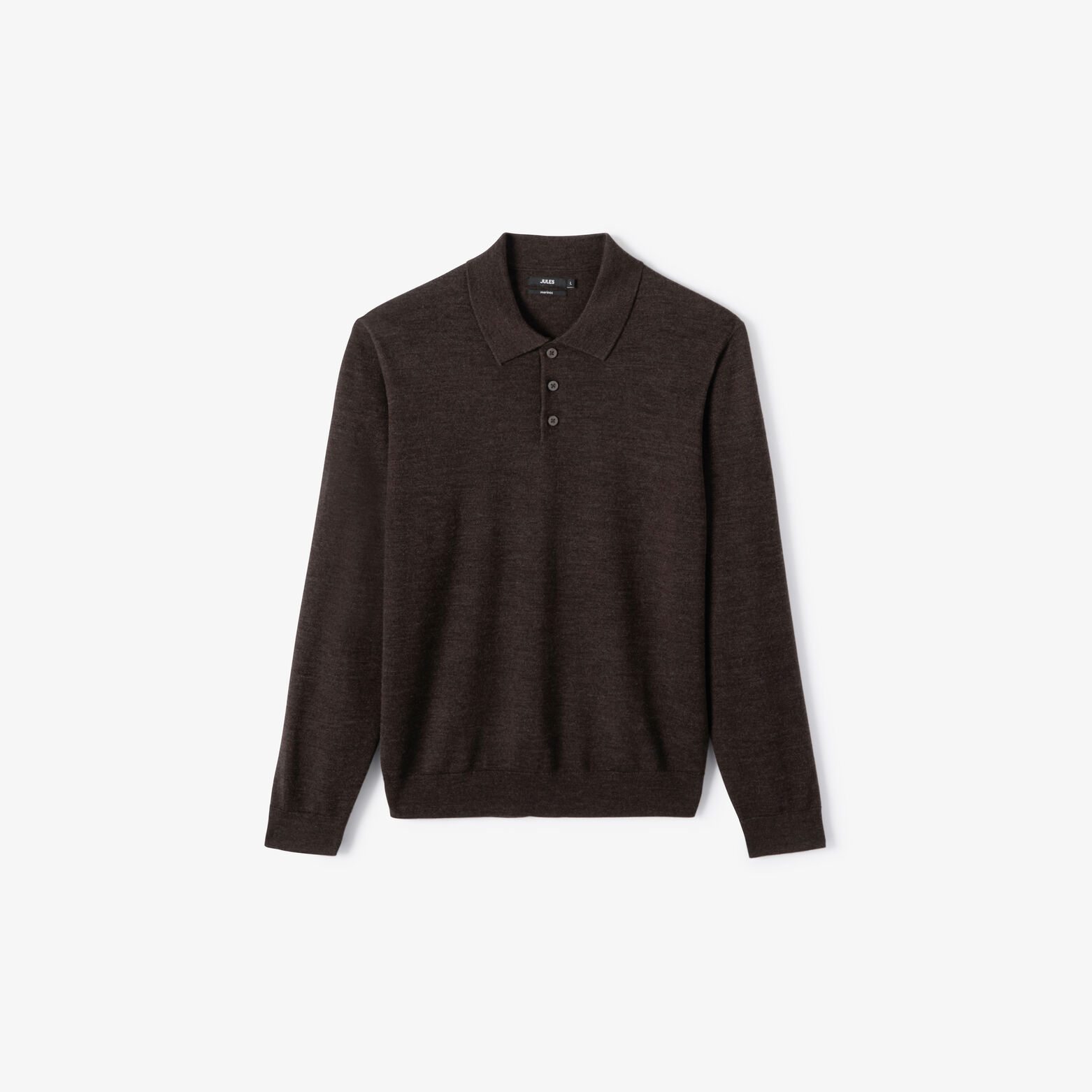 Pull col polo boutonn&eacute; 100% m&eacute;rinos