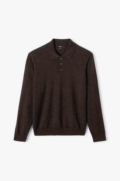 Pull col polo boutonn&eacute; 100% m&eacute;rinos