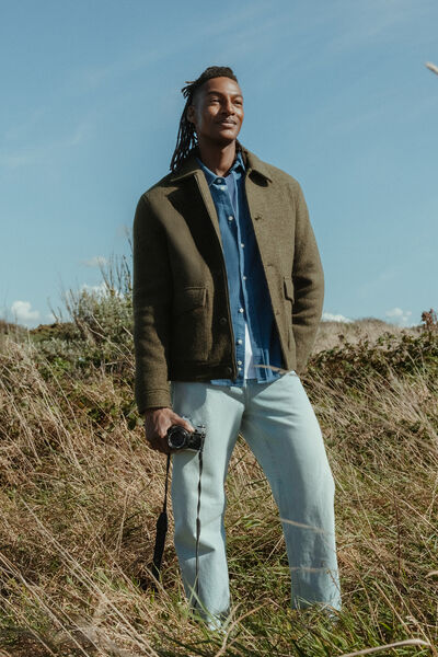 Blouson en laine col chemise