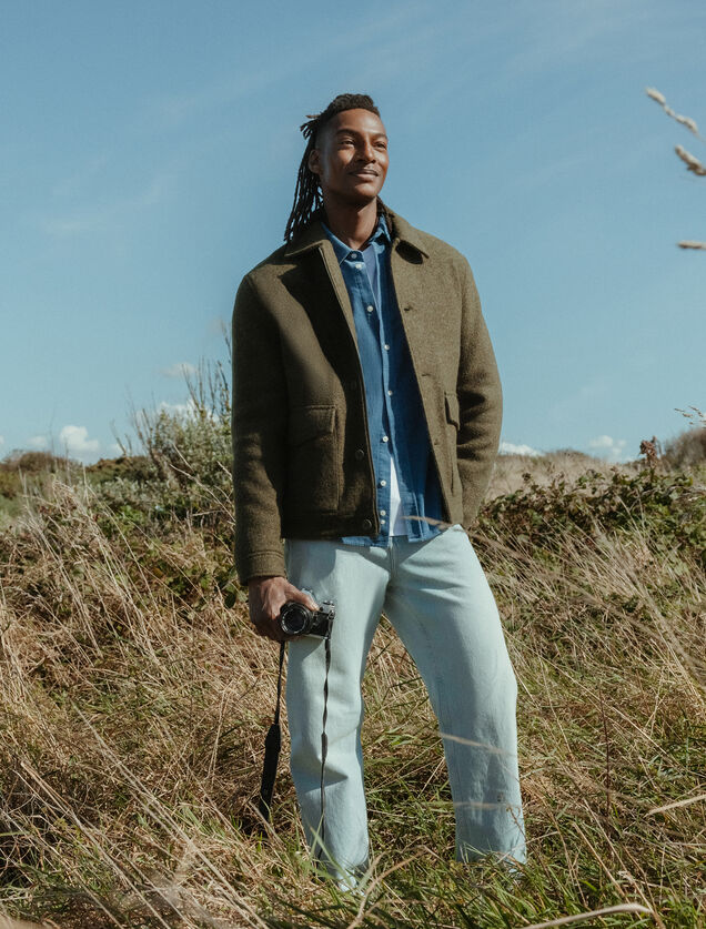 Blouson en laine col chemise