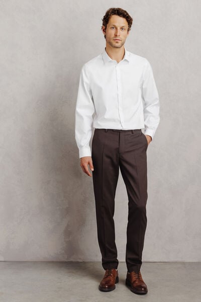 Chemise sans repassage regular en coton ray&eacute;e