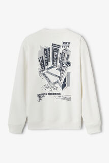 Sweater met ronde hals en print op voor-en achterk