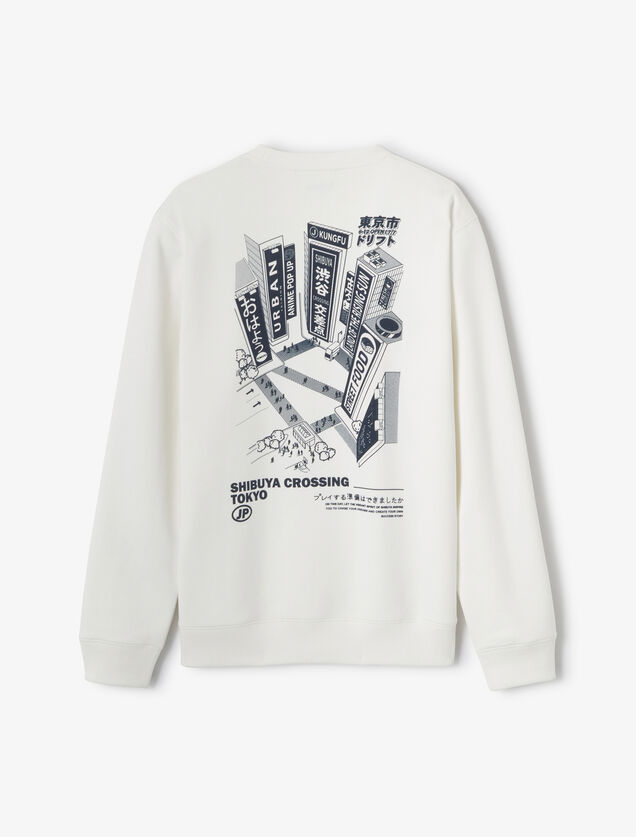 Sweater met ronde hals en print op voor-en achterk