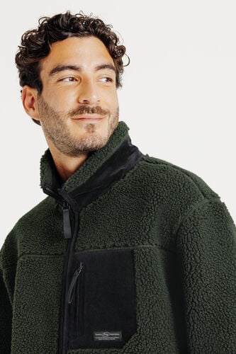 Veste zippée en sherpa contrastée