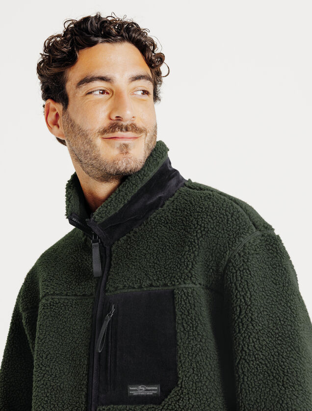 Veste zipp&eacute;e en sherpa contrast&eacute;e