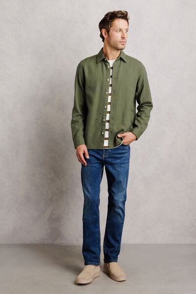 Chemise 100% coton armur&eacute;e unie