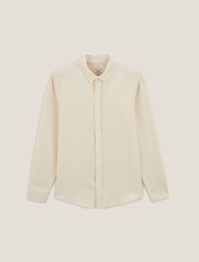 Chemise en gaze de coton unie col boutonn&eacute;