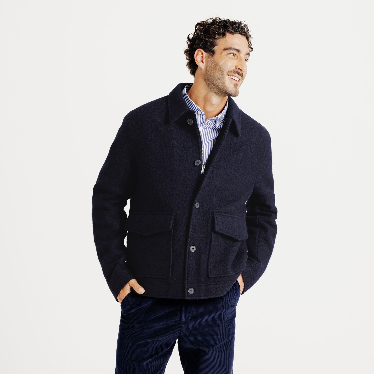 Jack met hemdskraag in wol