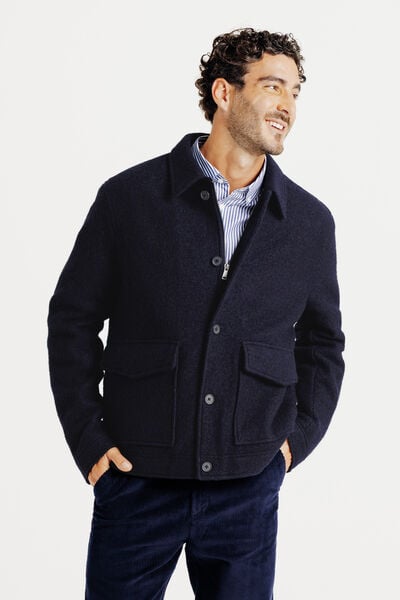 Blouson en laine col chemise