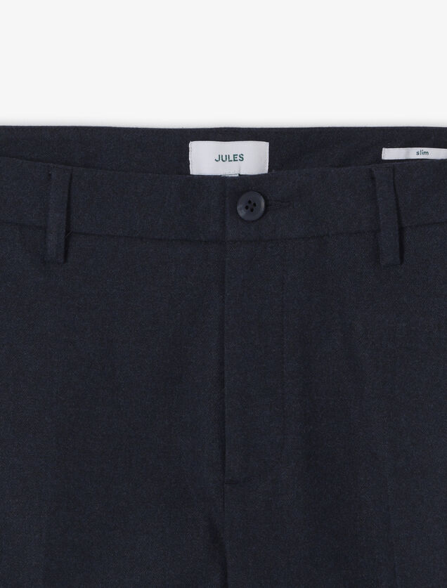 Slim fit chinobroek met flaneleffect