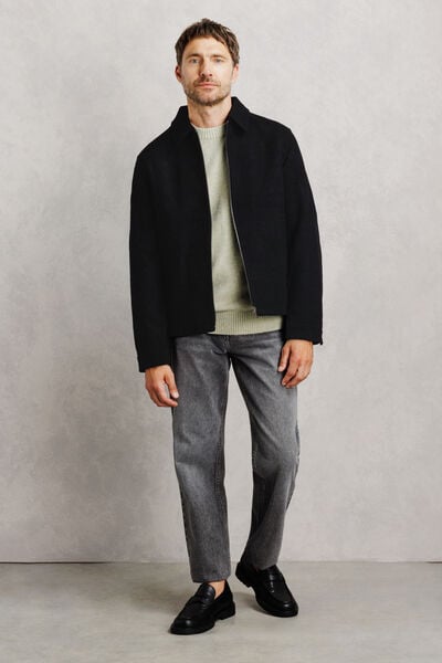 Blouson contenant de la laine col chemise zipp&eacute;