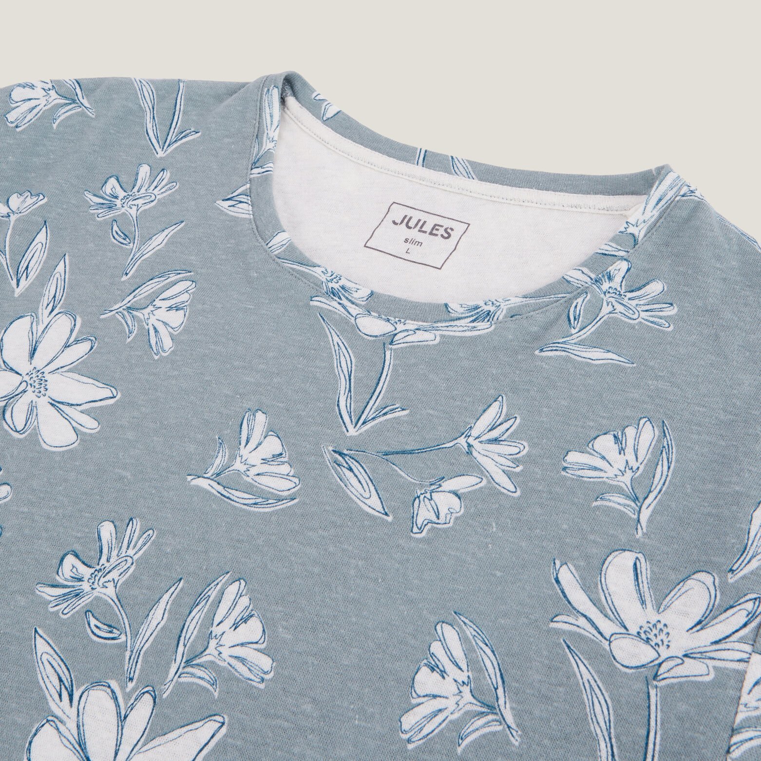 Tee shirt imprimé fleur en coton/lin