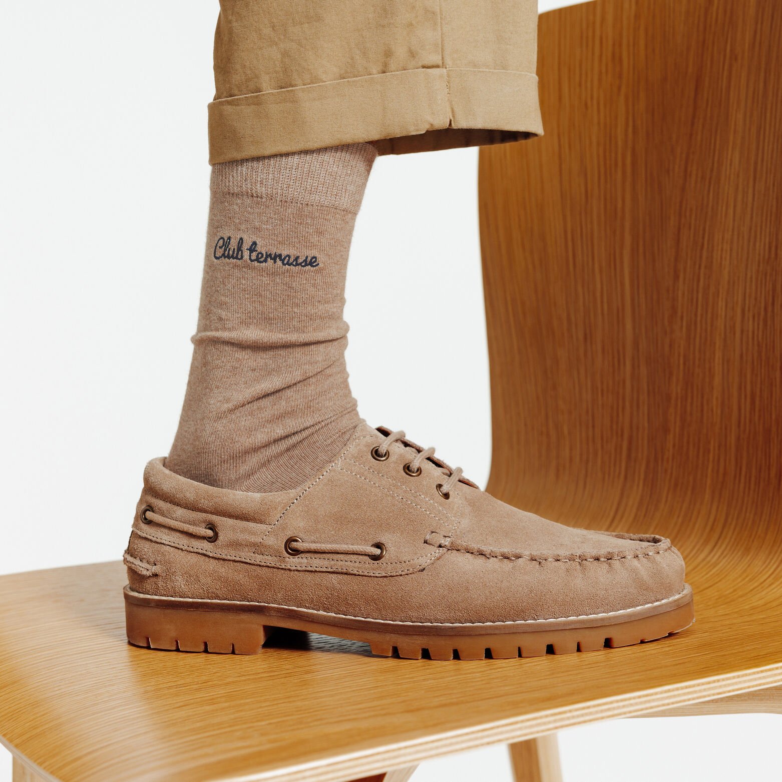 Hoge sokken met opschrift