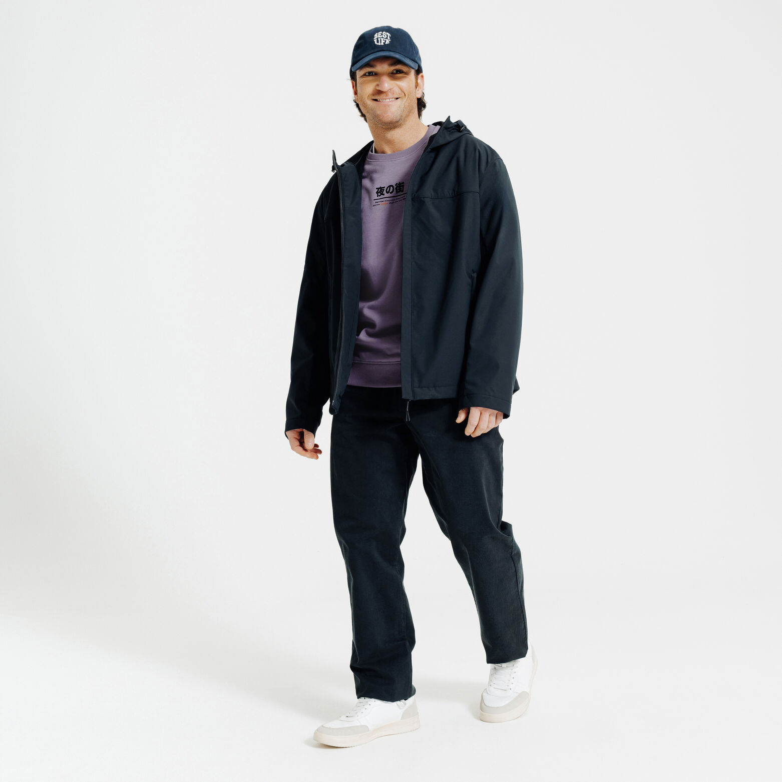 Sweater met Japanse print voor-en achteraan