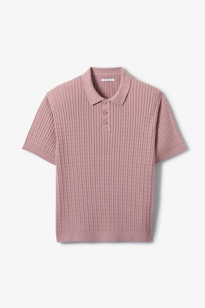 Polo en maille manches courtes torsad&eacute;