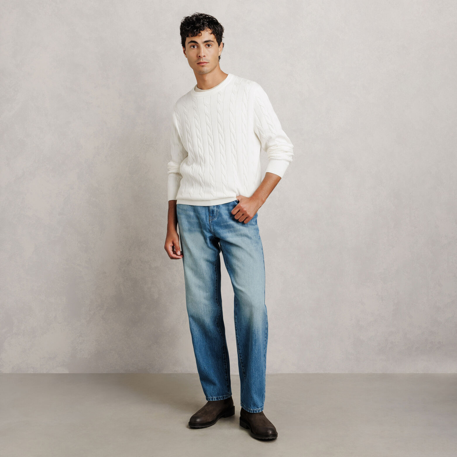 Jean loose d&eacute;lav&eacute; 100% coton