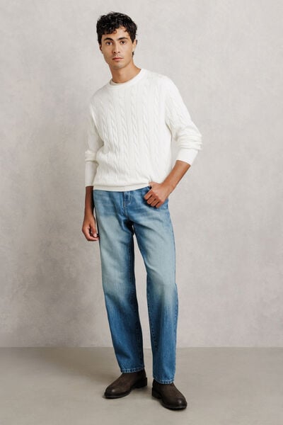 Jean loose d&eacute;lav&eacute; 100% coton