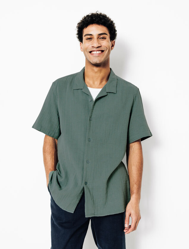 Chemisette en gaze de coton col requin