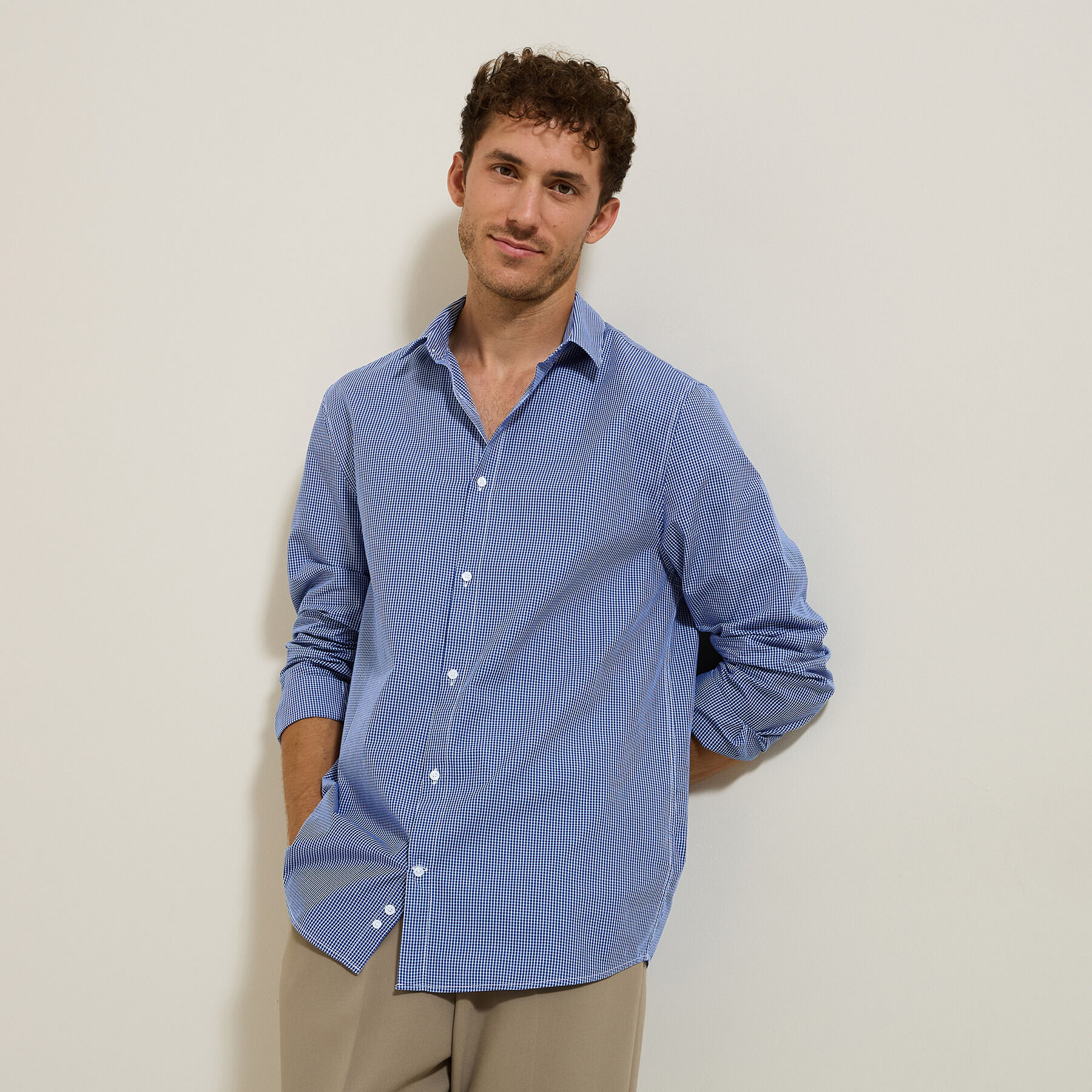 Chemise en coton a carreaux Bleu moyen Jules