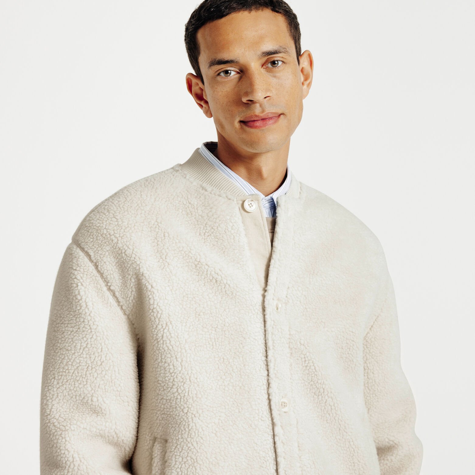 Sweat boutonn&eacute; en sherpa