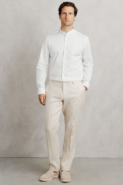 Chemise col mao ouvert coton regular unie