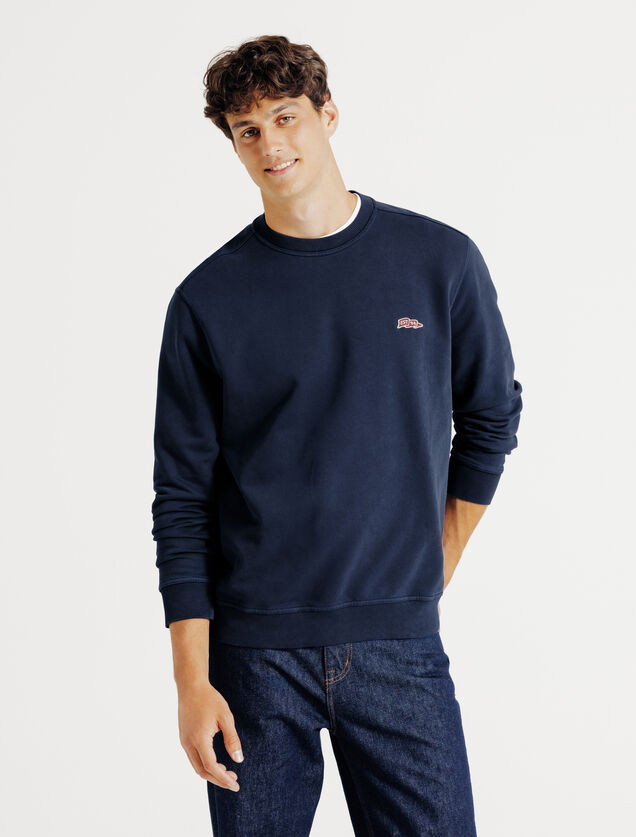Sweat col rond effet d&eacute;lav&eacute; patch