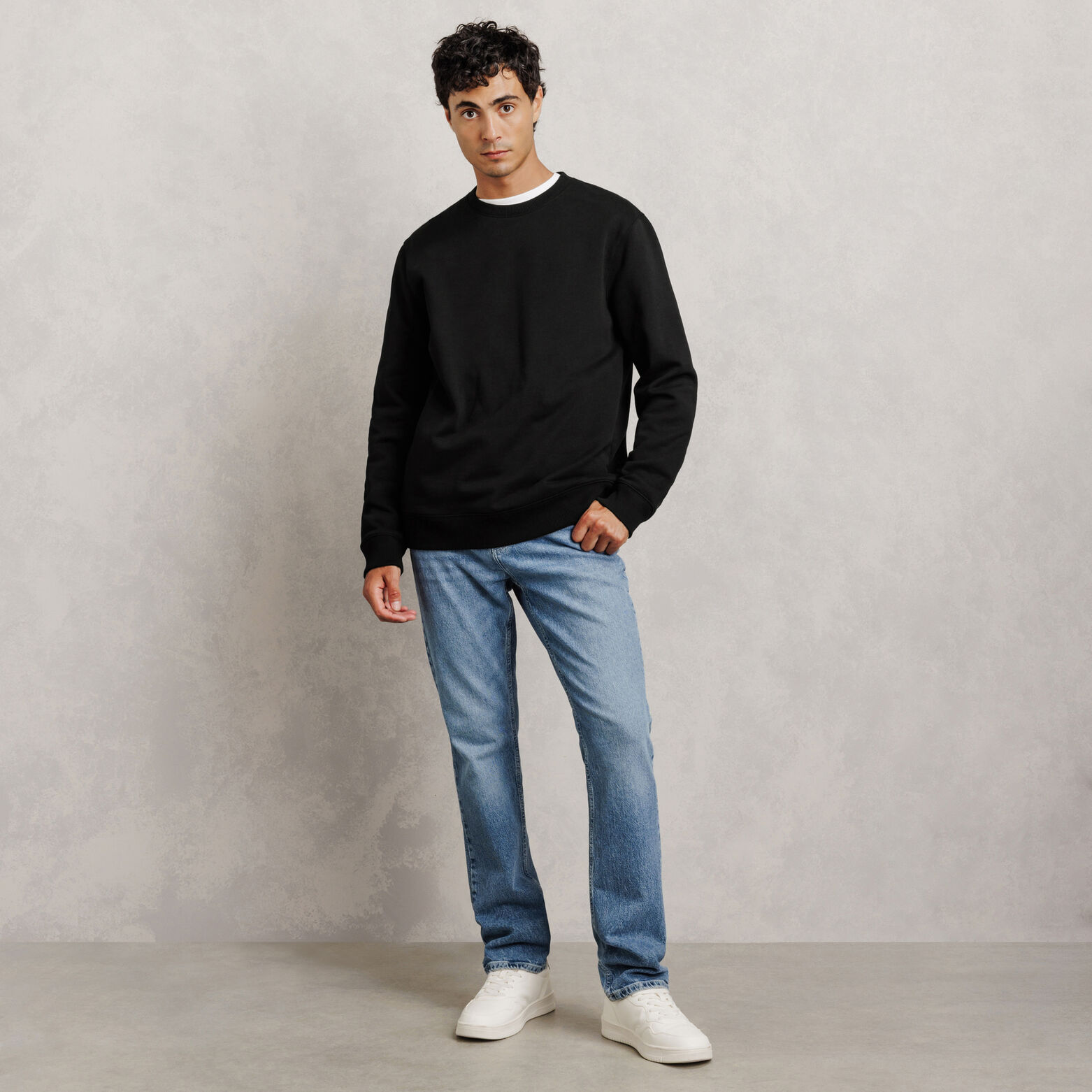 Sweat col rond  molleton uni