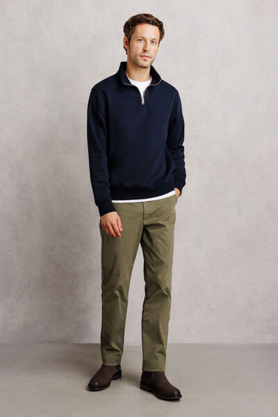 Sweat col montant zipp&eacute; molleton uni