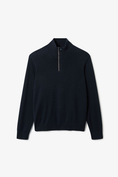 Pull col montant zipp&eacute; merinos cachemire