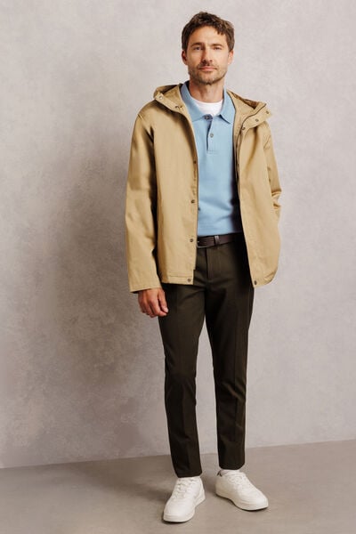 Polo en molleton boutonn&eacute; uni