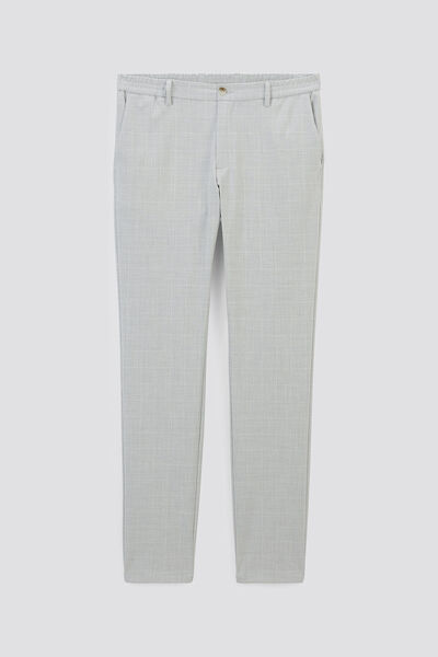 Pantalon chino slim à carreaux bi-stretch