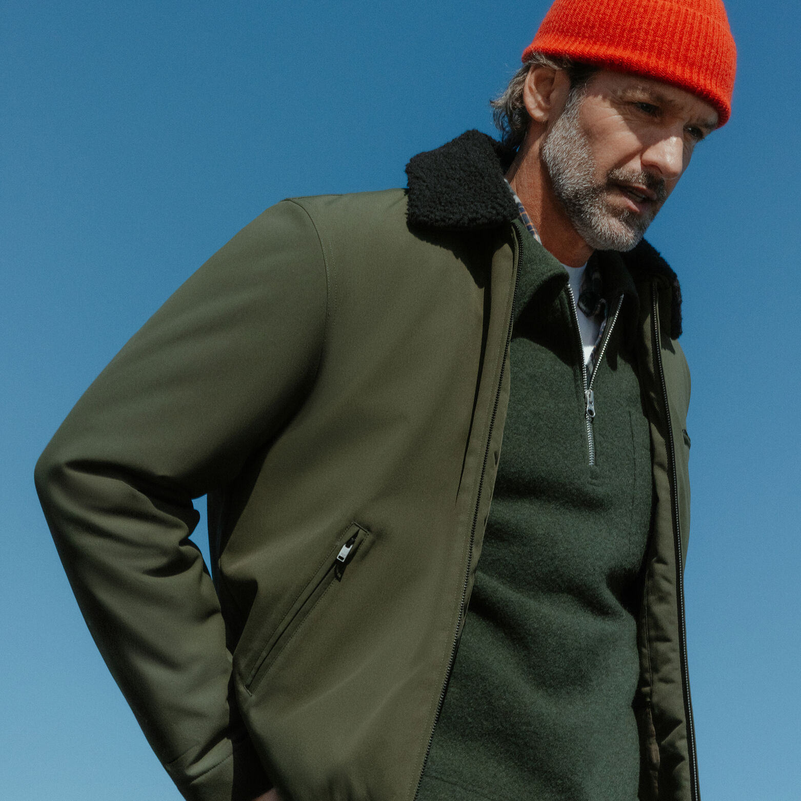 Blouson col chemise en sherpa amovible