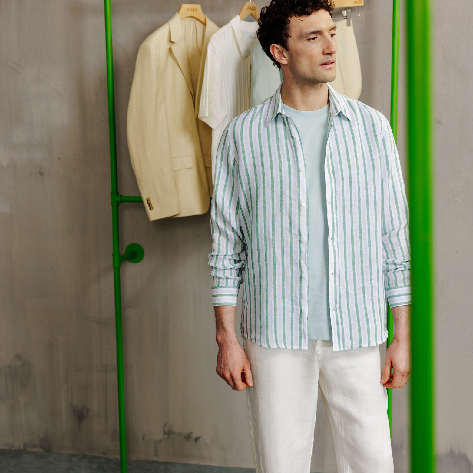 Chemise 100% lin ray&eacute;e