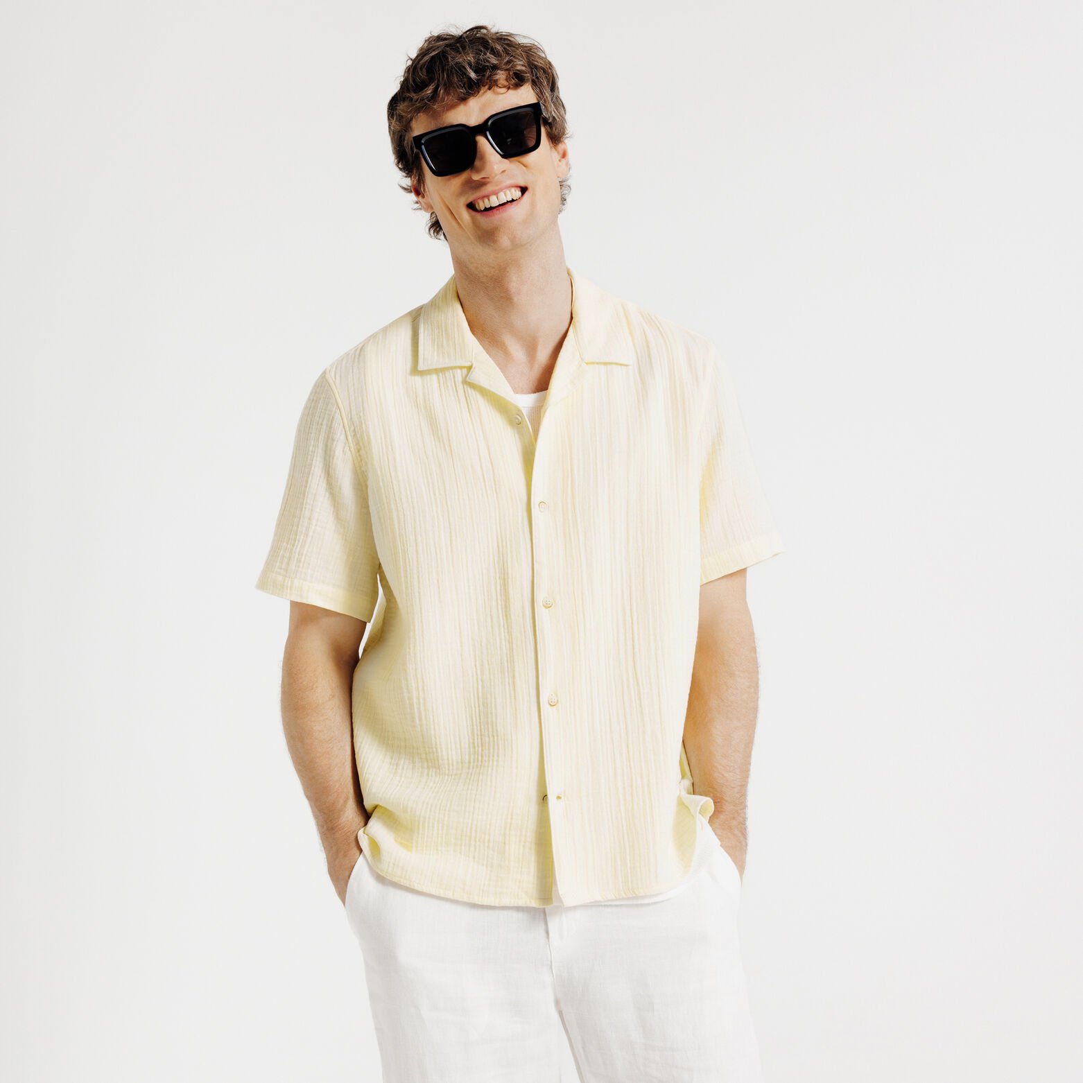 Chemisette en gaze de coton col requin