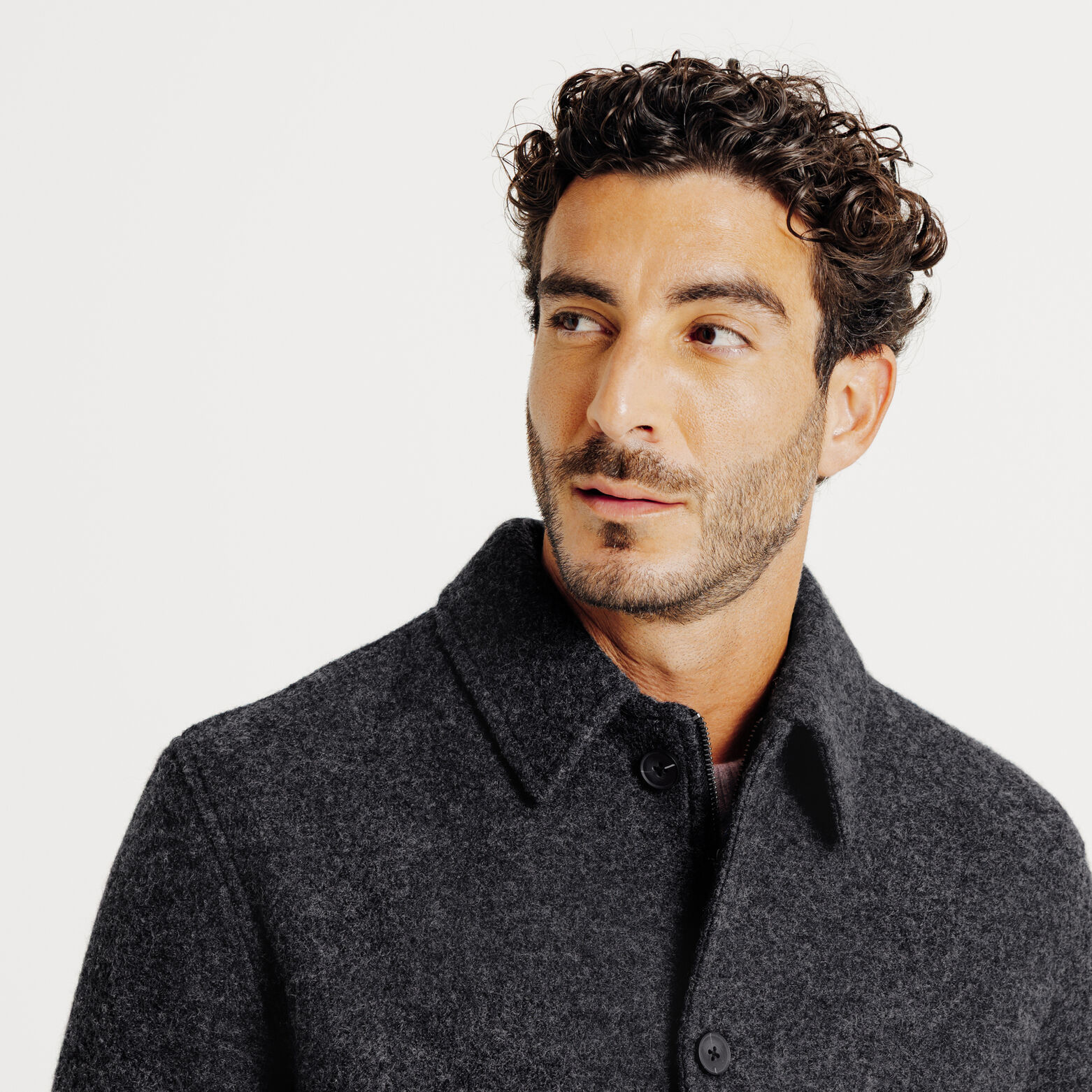 Jack met hemdskraag in wol