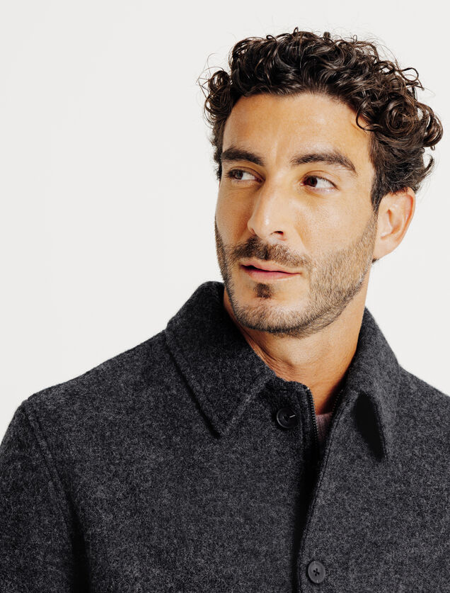 Blouson en laine col chemise