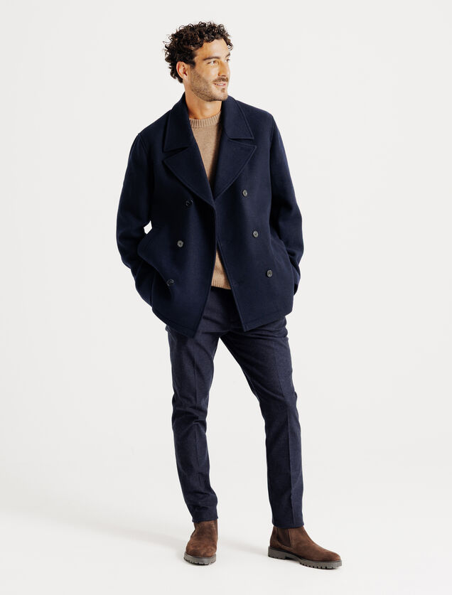 Slim fit chinobroek met flaneleffect