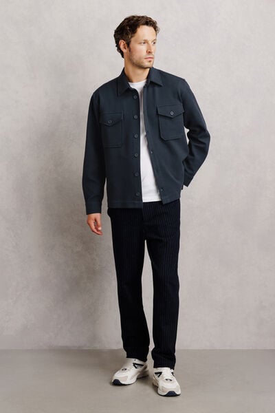 Twill overhemdjas met Franse kraag