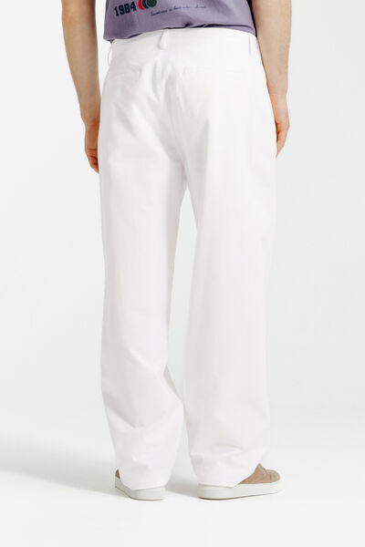 Pantalon skateur &agrave; plis coton lin