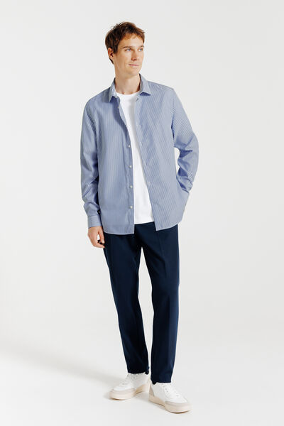 Chemise sans repassage regular en coton rayée