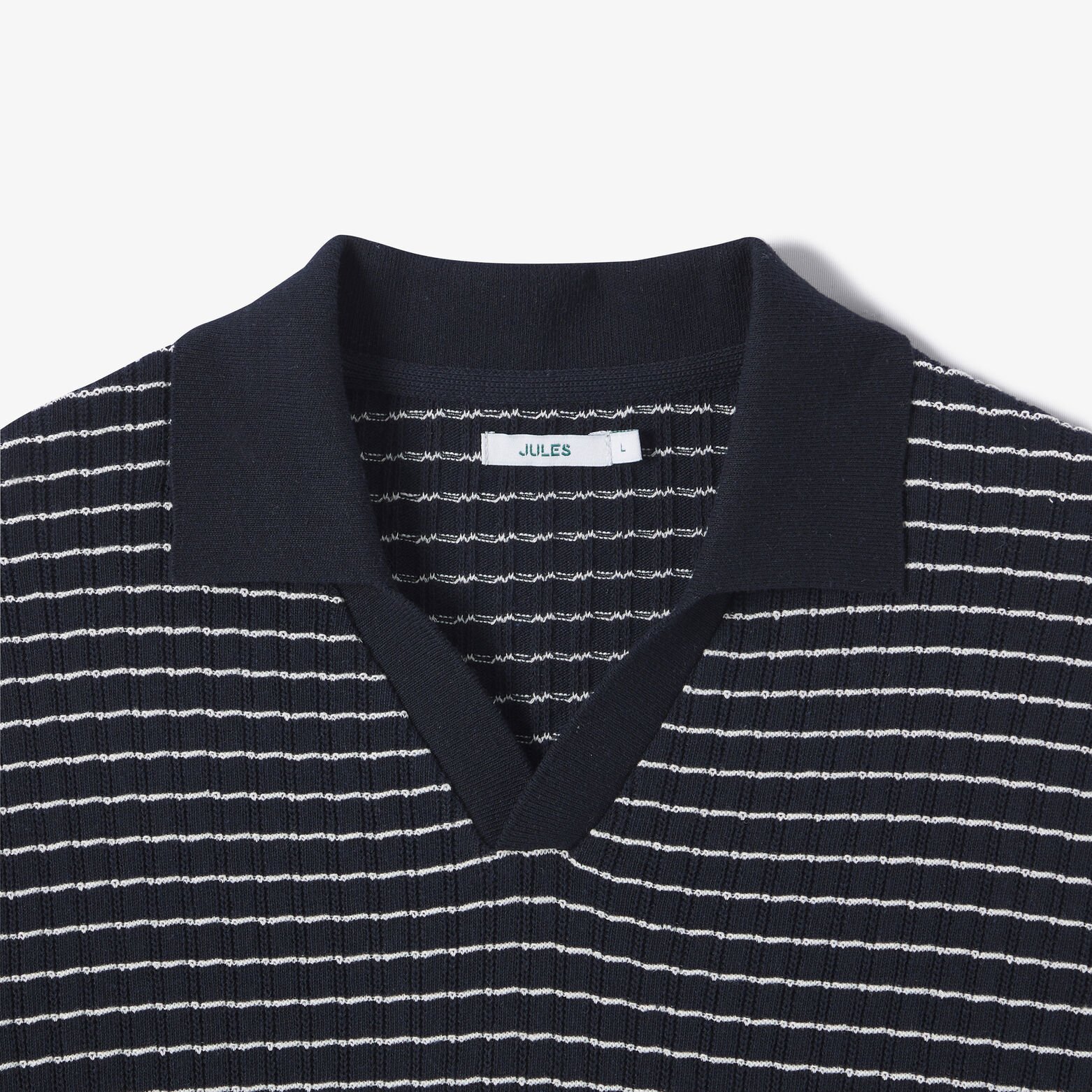 Pull manches courtes col polo resort ray&eacute; relief&eacute;