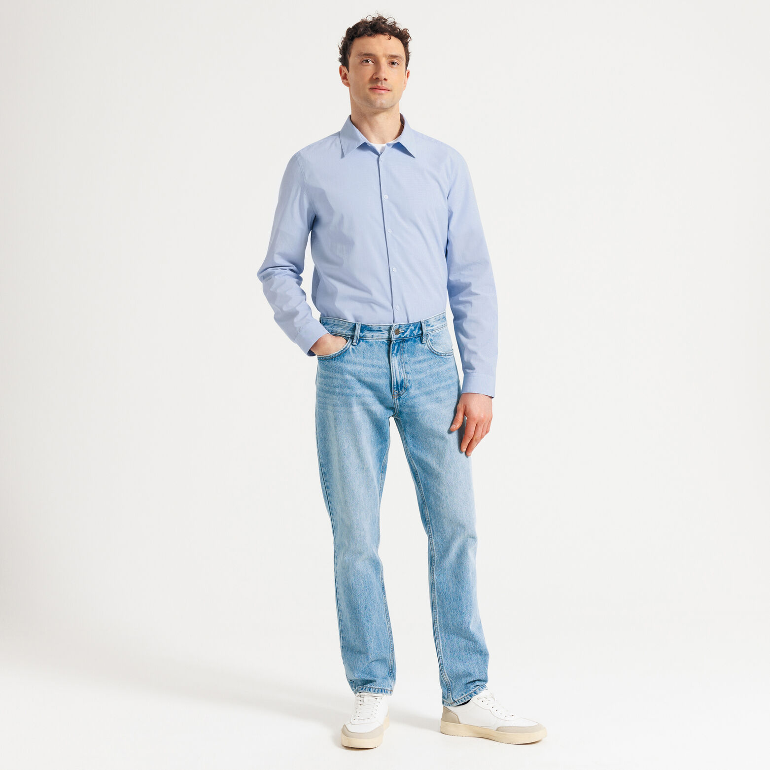 Chemise regular carreaux en coton